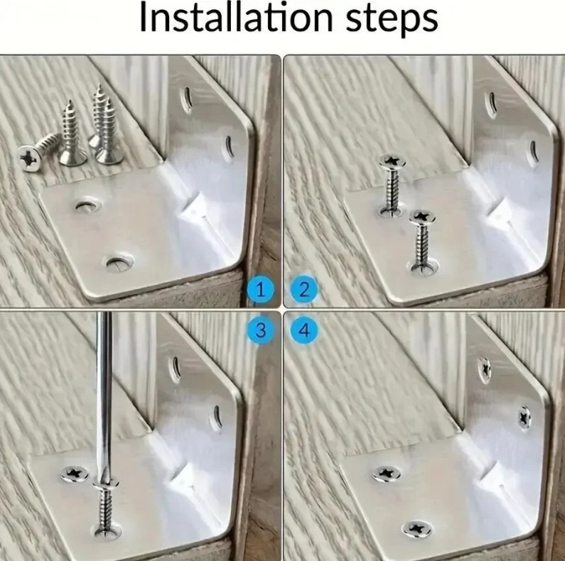 20pcs Stainless Steel L Shape Angle Brackets Furniture Connectors - NEW gallery