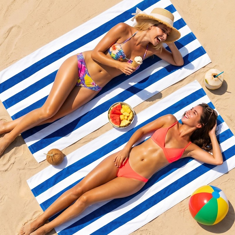 4 Pack Cotton Oversized 35x70 Inches Soft Cabana Stripe Thick Beach Towel, Su... gallery
