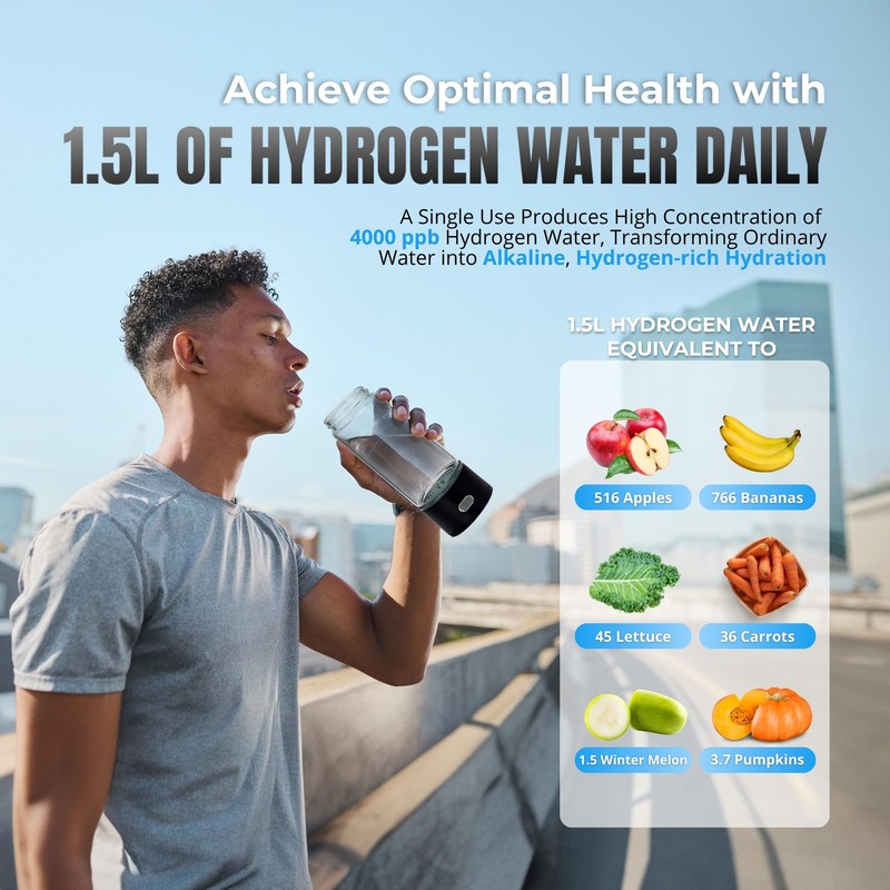 New Version Hydrogen Water Bottle Generator, Improve Water in 3 Minutes, 4000... gallery