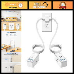 12FT Double Extension Cord Splitter, 6FT Power Cord, 1 USB-C, 2 USB-A, 3 Outlets