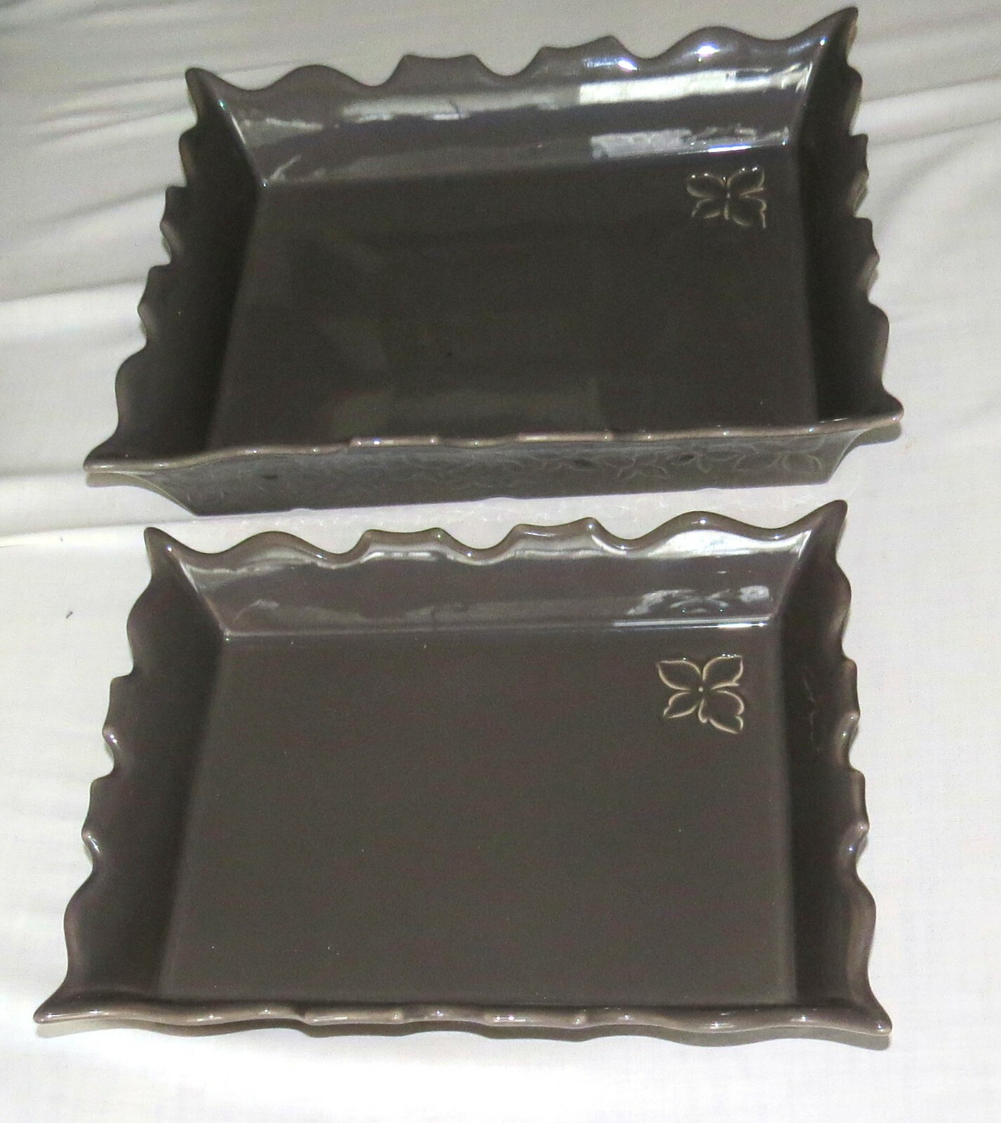 Appolia France - two Rectangular Dark Olive Green Dishes gallery