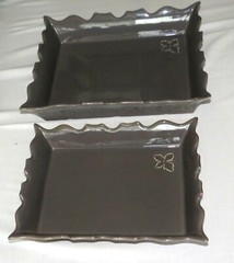 Appolia France – two Rectangular Dark Olive Green Dishes