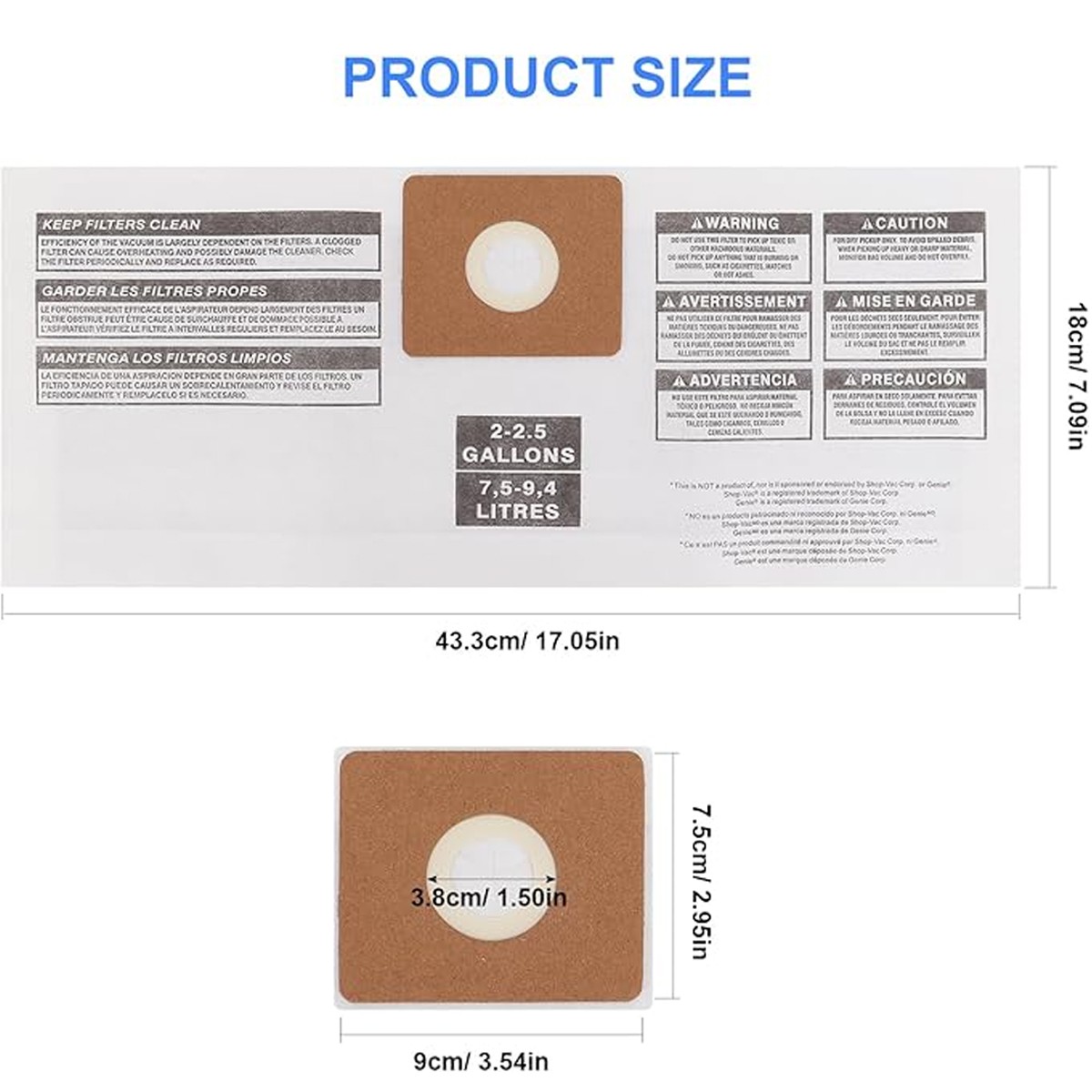 3-15 Pack 90668 Type B Bags For Shop Vac 2-2.5 Gallon Dust Collection Filter Bag gallery