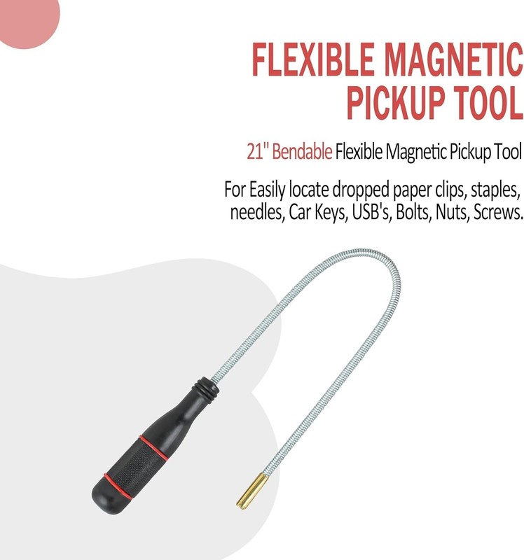 2Pcs Flexible Magnetic Pickup Tool, Bendable Magnet Pickup Tool Sweeper Mechanic gallery