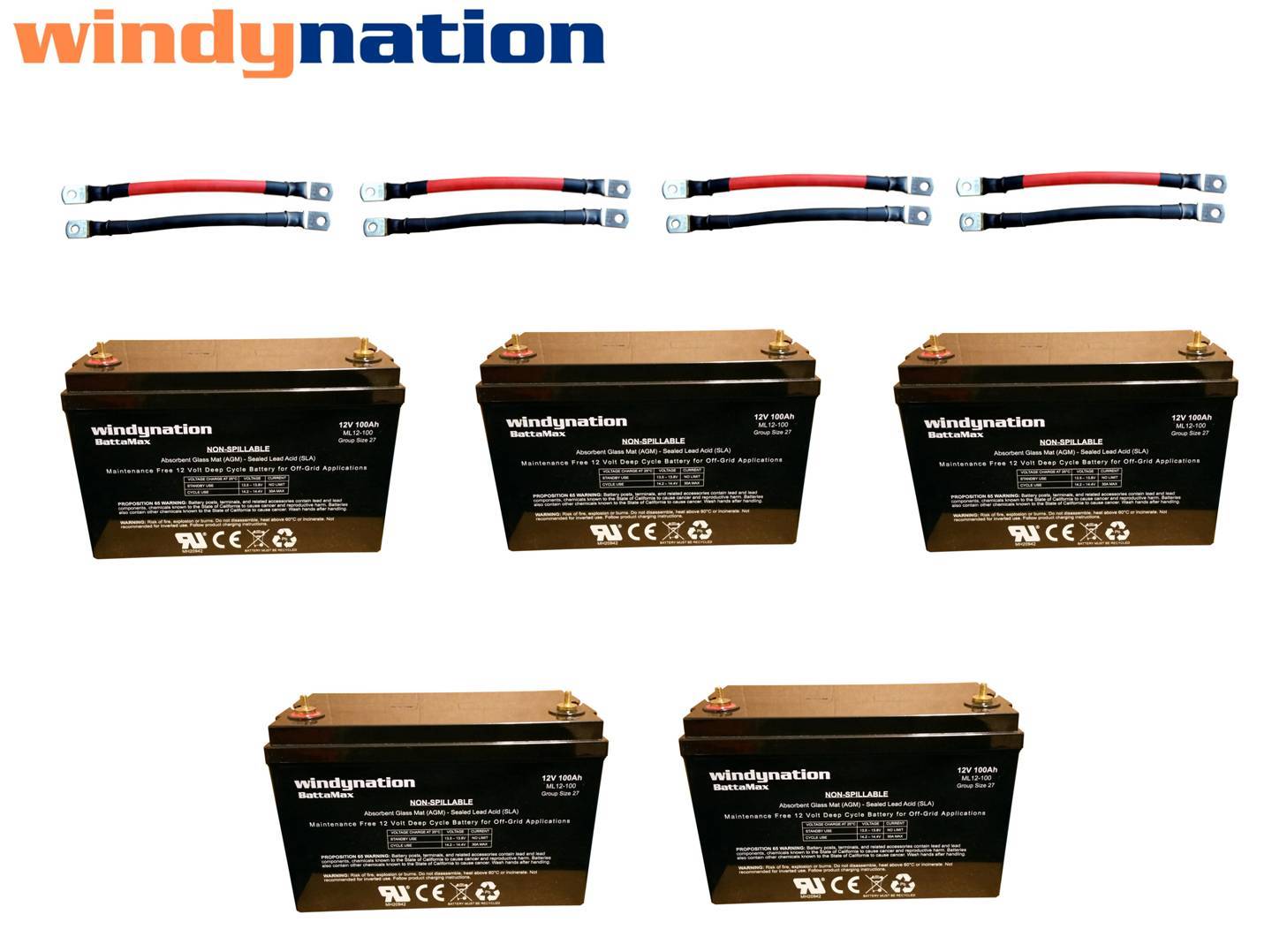 AGM Deep Cycle Battery Bank 12V 24V 48V Off Grid Solar Wind 100AH to 1000AH gallery
