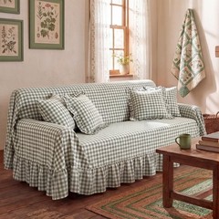 Gingham Couch Covers with Ruffle Cottage Core Couch Cover Washable Sofa Slipc…