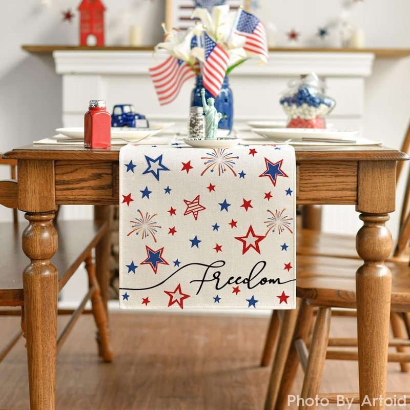 Durable 13 x 72 Polyester Table Runner with Flag Print for Festive Occasions gallery