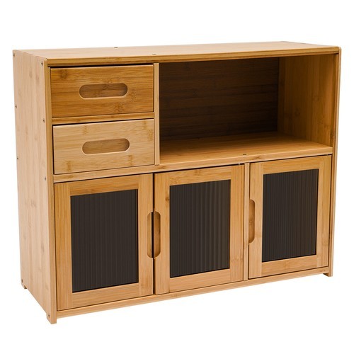 Kitchen Pantry Sideboard Bamboo Storage Cabinet Buffet Pantry with Doors &Drawer gallery