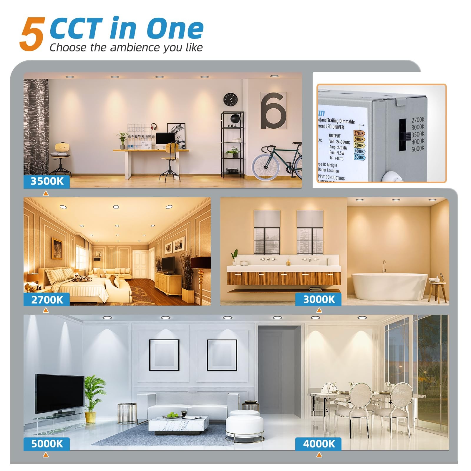 LED Recessed Light 4 Inch 12 Pack Canless 9.5W 810LM 2700K-5000K VOLISUN Black gallery