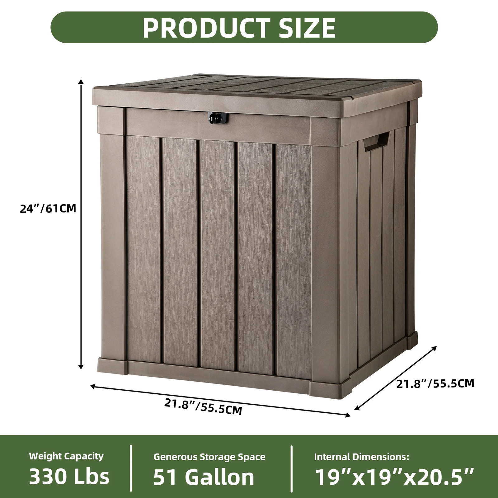 Waterproof Lockable Patio Storage Box with Side Handles gallery