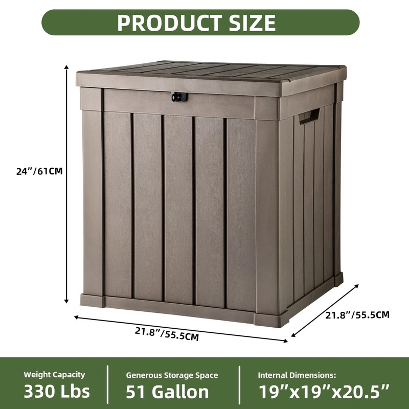 Waterproof Lockable Patio Storage Box with Side Handles gallery