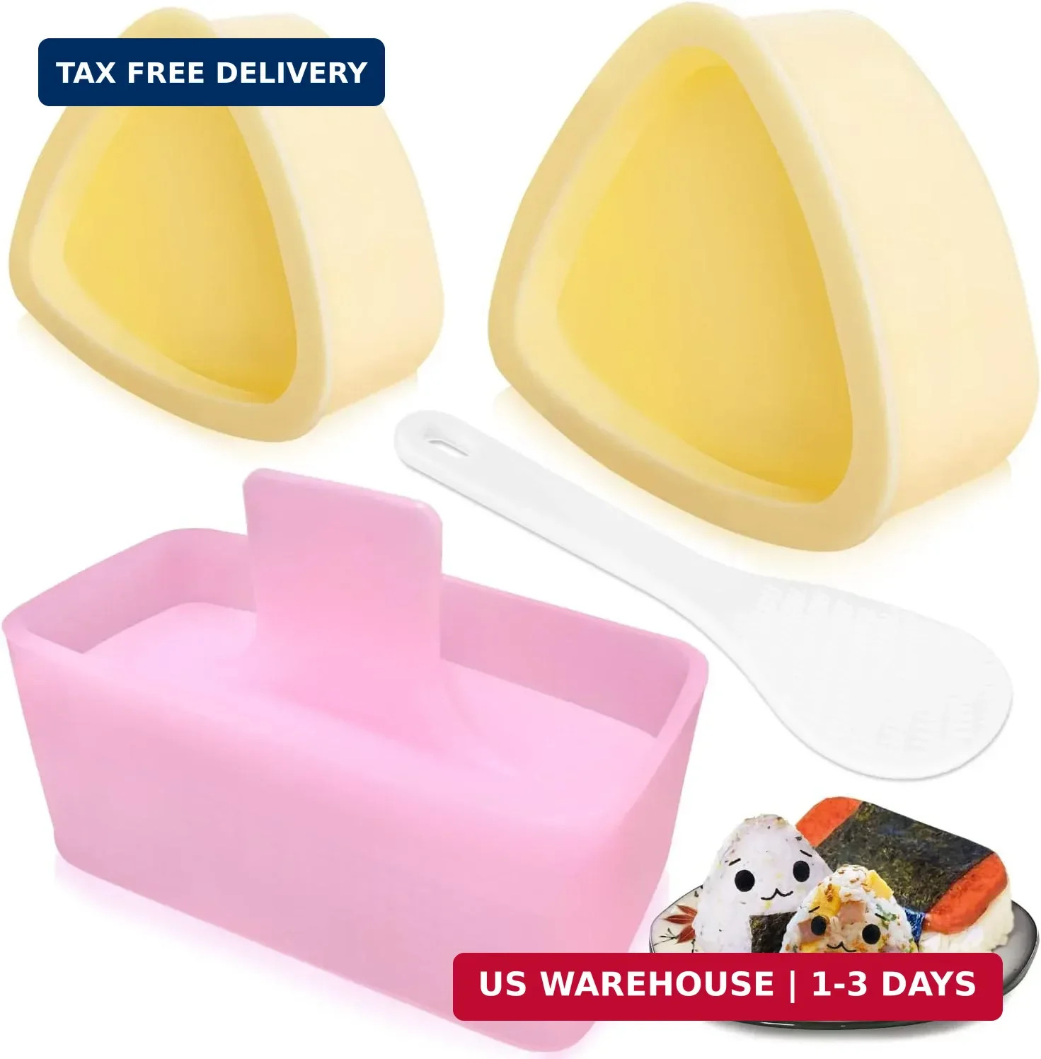 Onigiri Mold, 3 Pack Musubi Press Maker Triangle Rice Ball Mold Maker for Kid Lu gallery