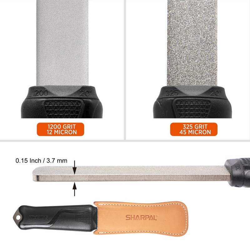 Dual-Grit Diamond Sharpening Stone with Leather Strop, Tool Sharpener for Sharpe gallery