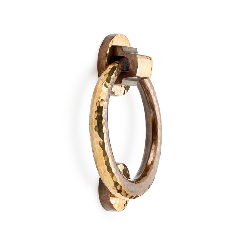 Solid Brass Hammered Ring Door Knocker Front Back Discount Furniture Entrance