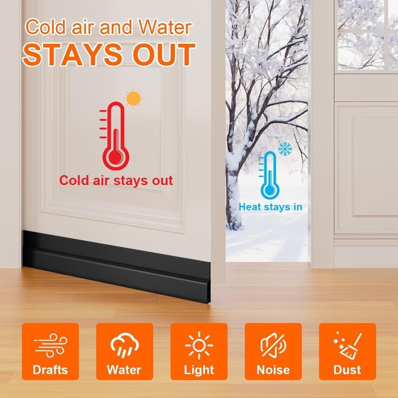 Adjustable Door Draft Stopper - 39'' Silicone Seal Blocker for Cold Insulation gallery