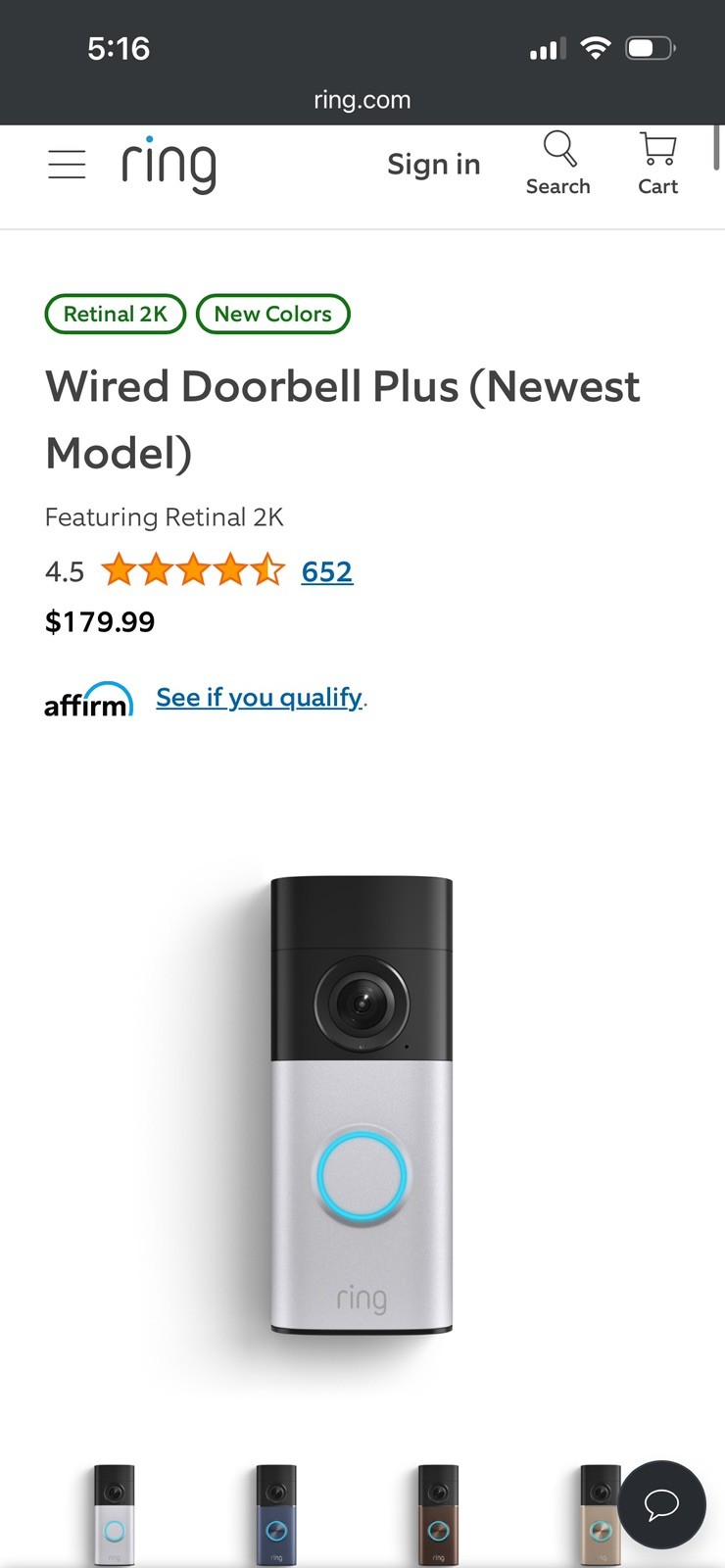 Ring Wired Doorbell Plus (2nd Gen) -2K Retinal Vision /3D Motion /Nickel Silver gallery