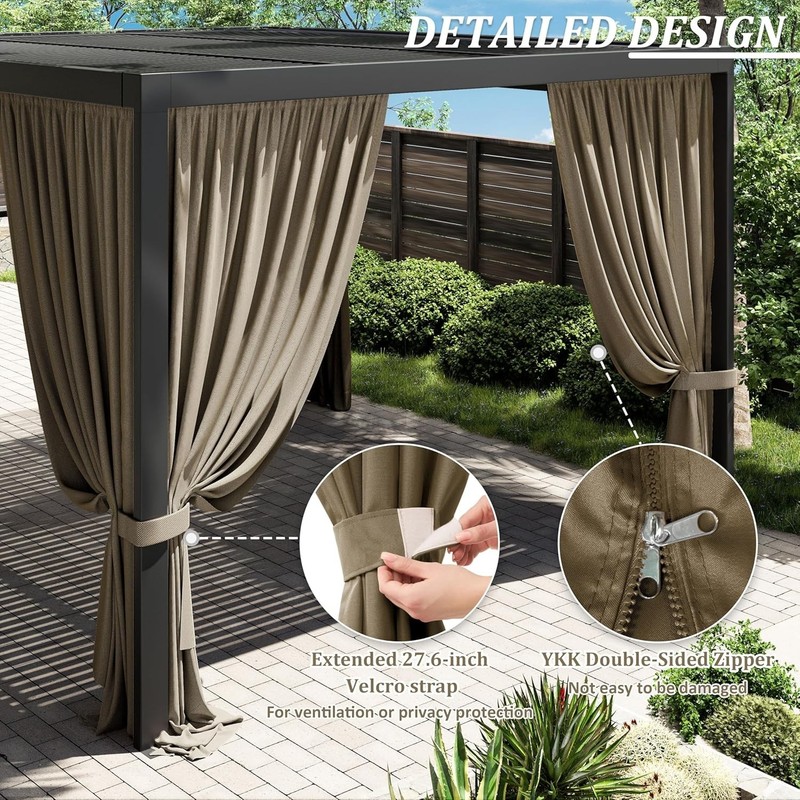 Gazebo Universal Replacement Privacy Curtain,12'×14' Gazebo Outdoor Waterpr gallery