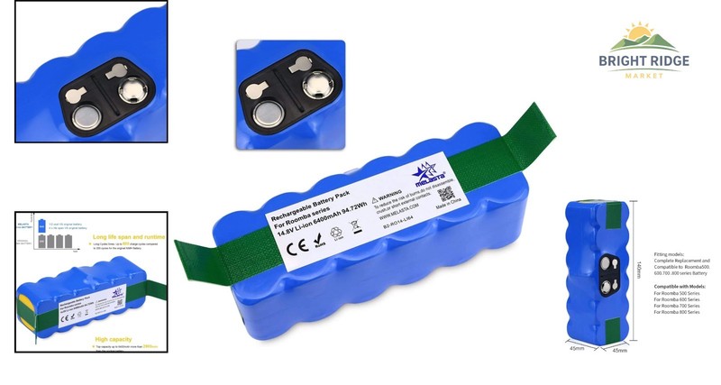 6400mAh Lithium Ion Replacement Battery for Vacuum Cleaners, 14.8V Power gallery