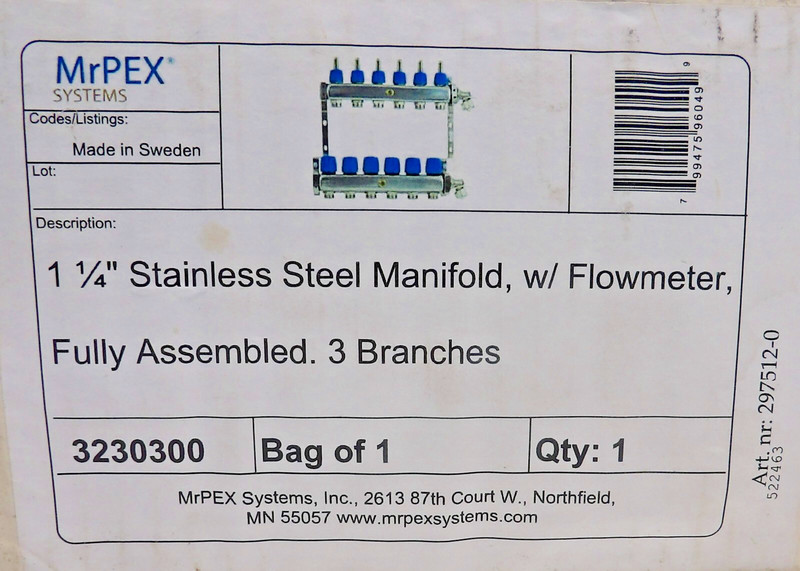 3230300 Mr. Pex 3 Loop 1-1/4" Stainless Steel Manifold (Fully Assembled) gallery