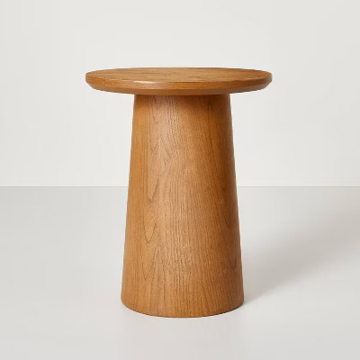 Hearth & Hand Magnolia Wood Side Table Round Traditional Rustic Aged Oak gallery