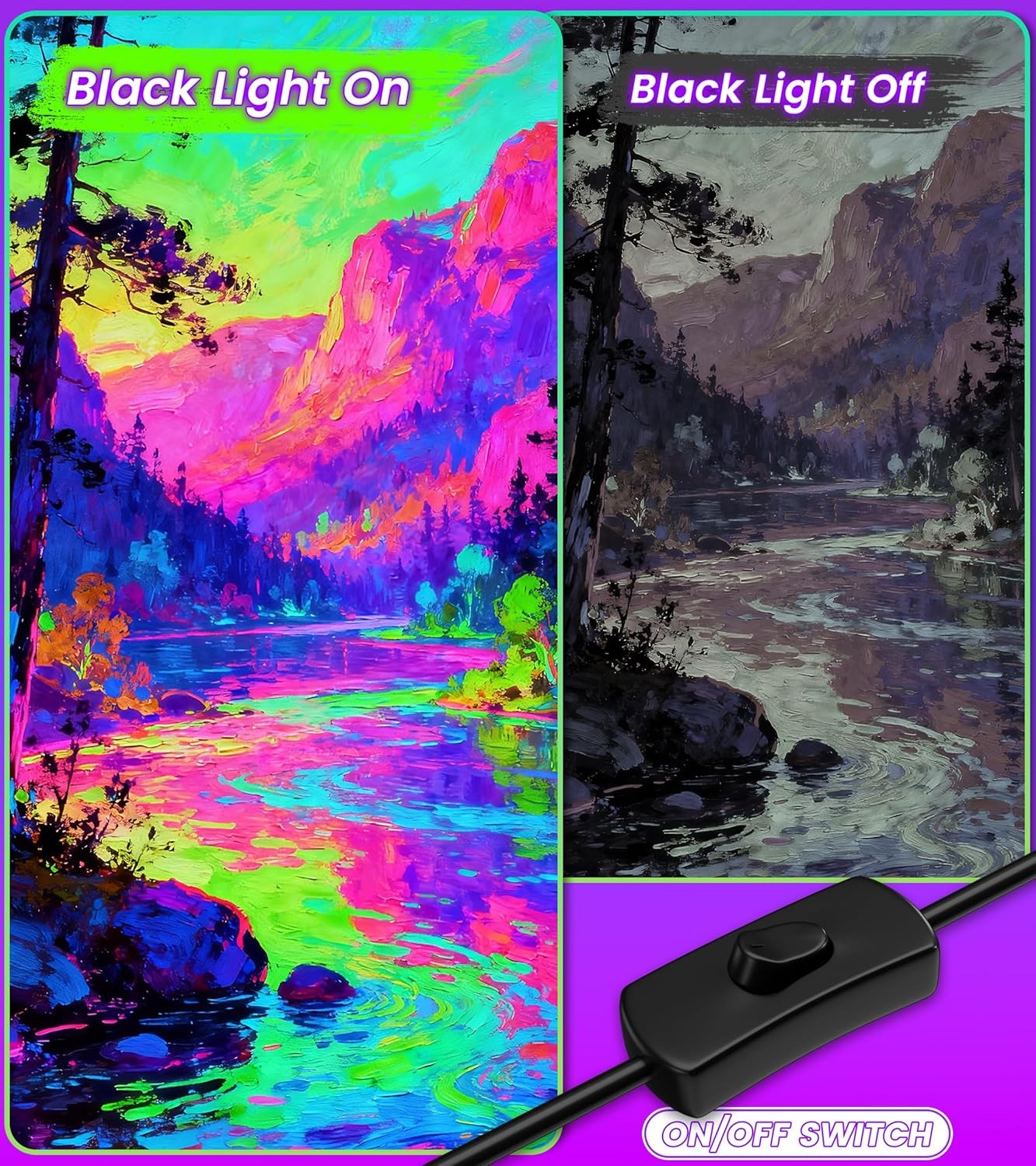 42W LED Black Light Bar 2 Pack with 6FT Cord Switch and Plug Included gallery