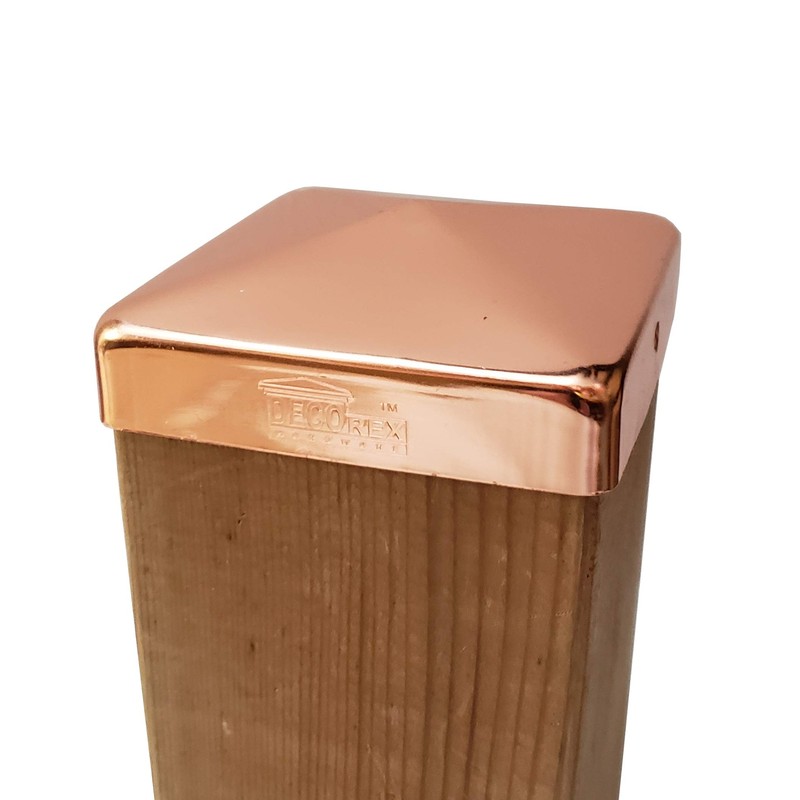 3.5" x 3.5" Solid Copper Pyramid Post Cap for True/Actual 3.5" x 3.5" Wood Po... gallery