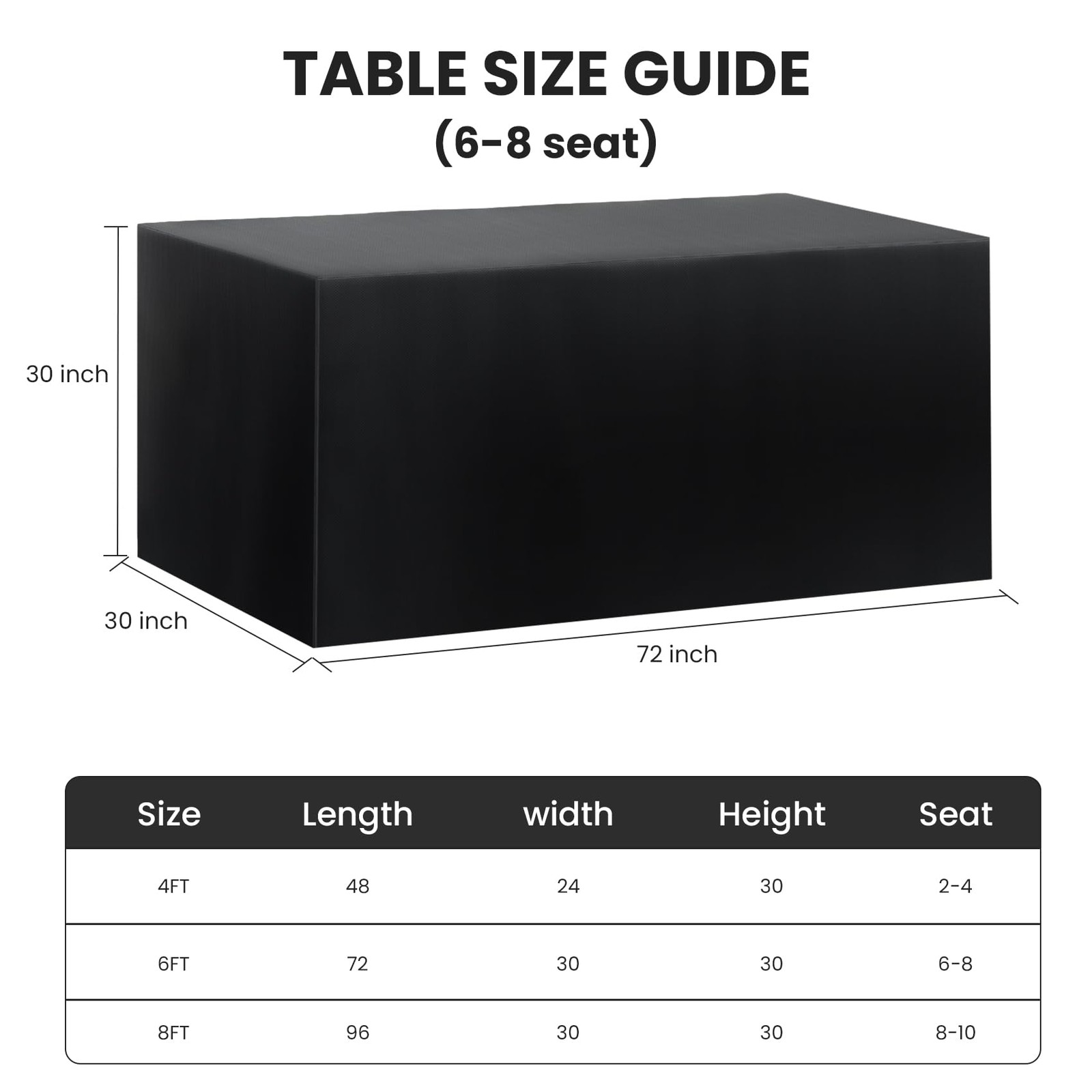 2 Pack Fitted Tablecloth 6FT Rectangular 72x30 Black Table Cover gallery
