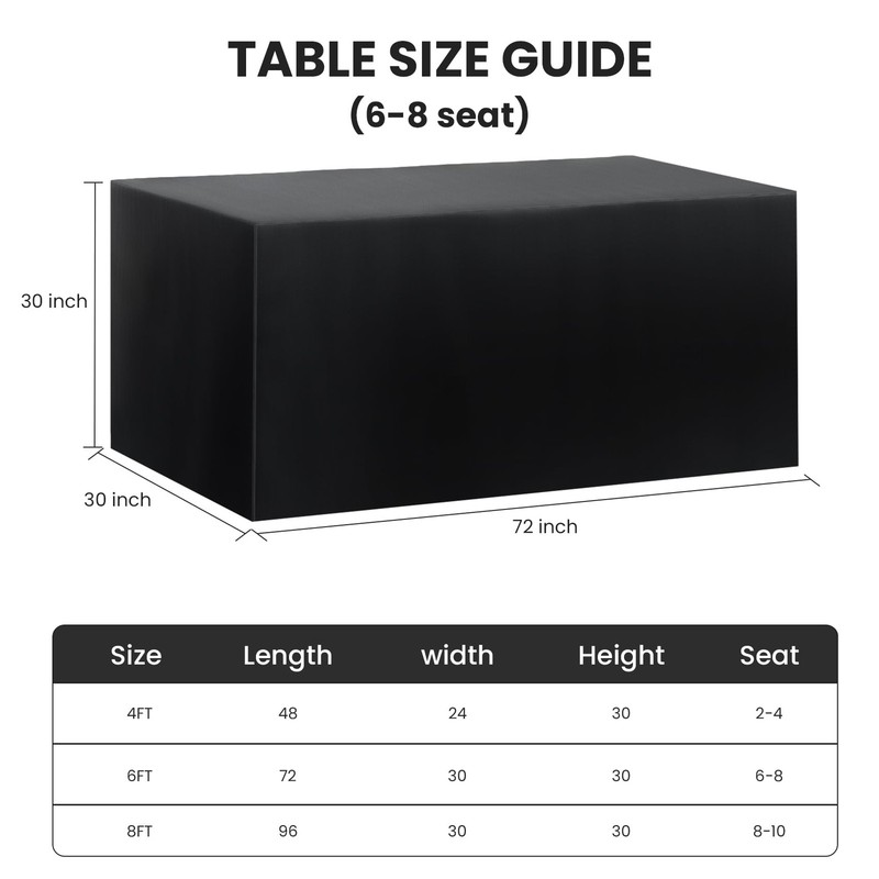 2 Pack Fitted Tablecloth 6FT Rectangular 72x30 Black Table Cover gallery