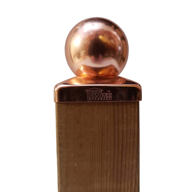 3.5" Copper Ball Post Cap - Fits 3.5" x 3.5" Wood Posts Only gallery