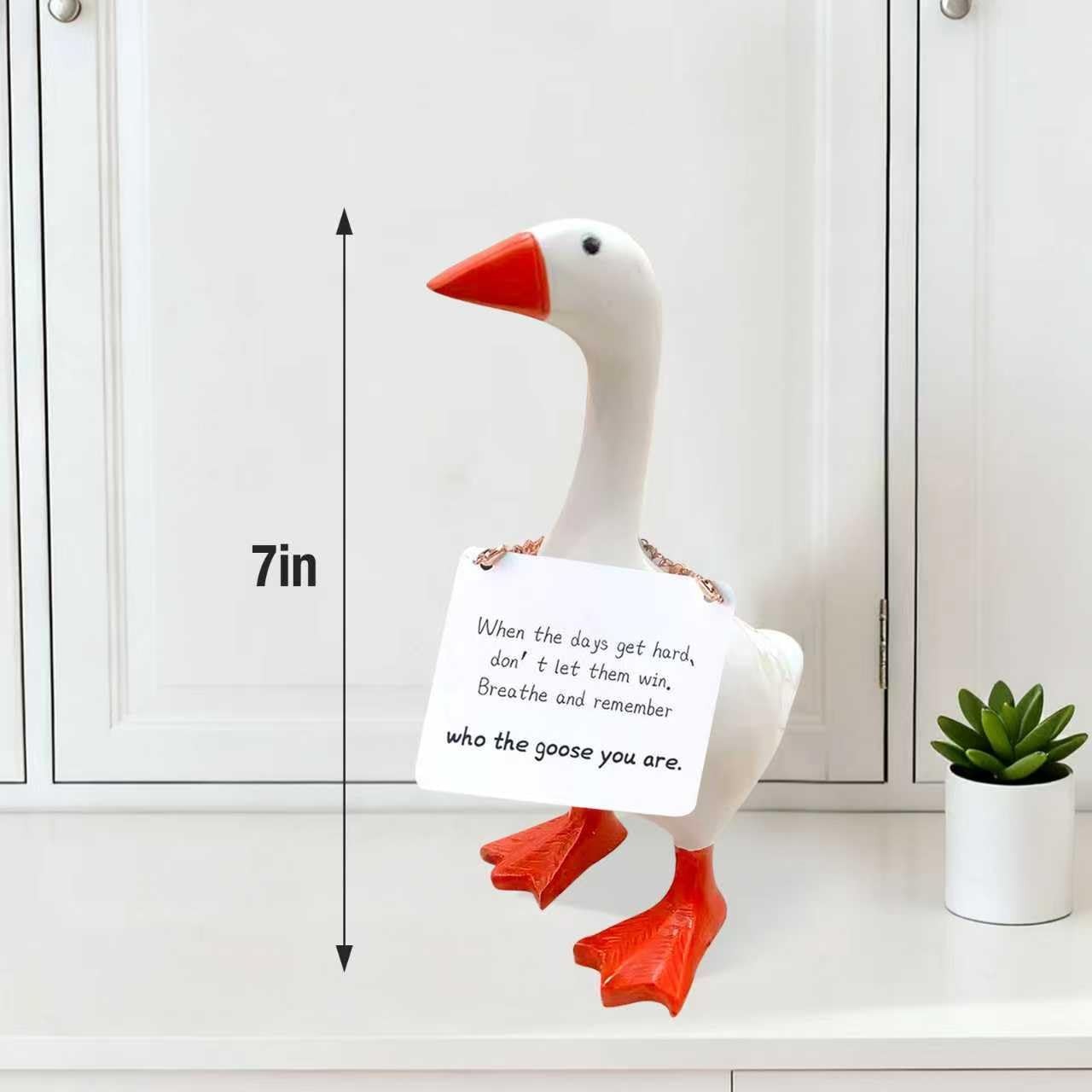 WUXULIFE Desk Goose 7 inch Cute Mini Desktop Goose Statue with Three Positive... gallery