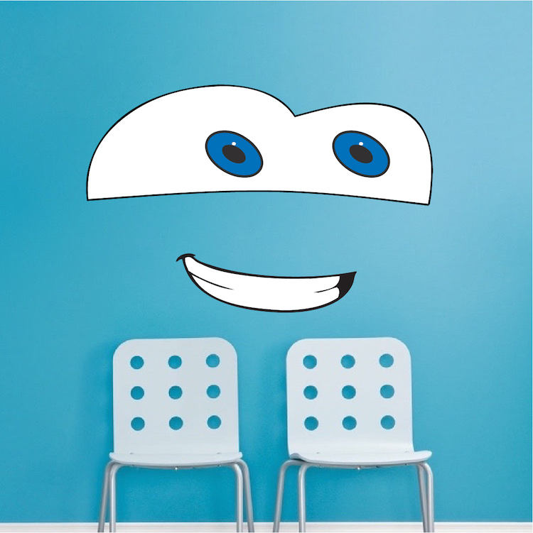Cars Face Cartoon Wall Decal Lightning McQueen Pixar Kids Room Movie, e32 gallery