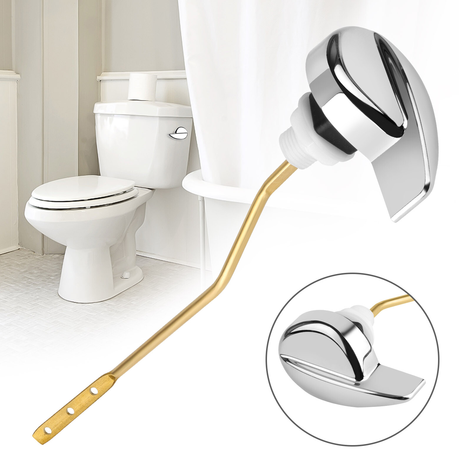 Easy Use Side Mount Toilet Flush Lever Handle Angle Fitting for TOTO Kohler Tank gallery