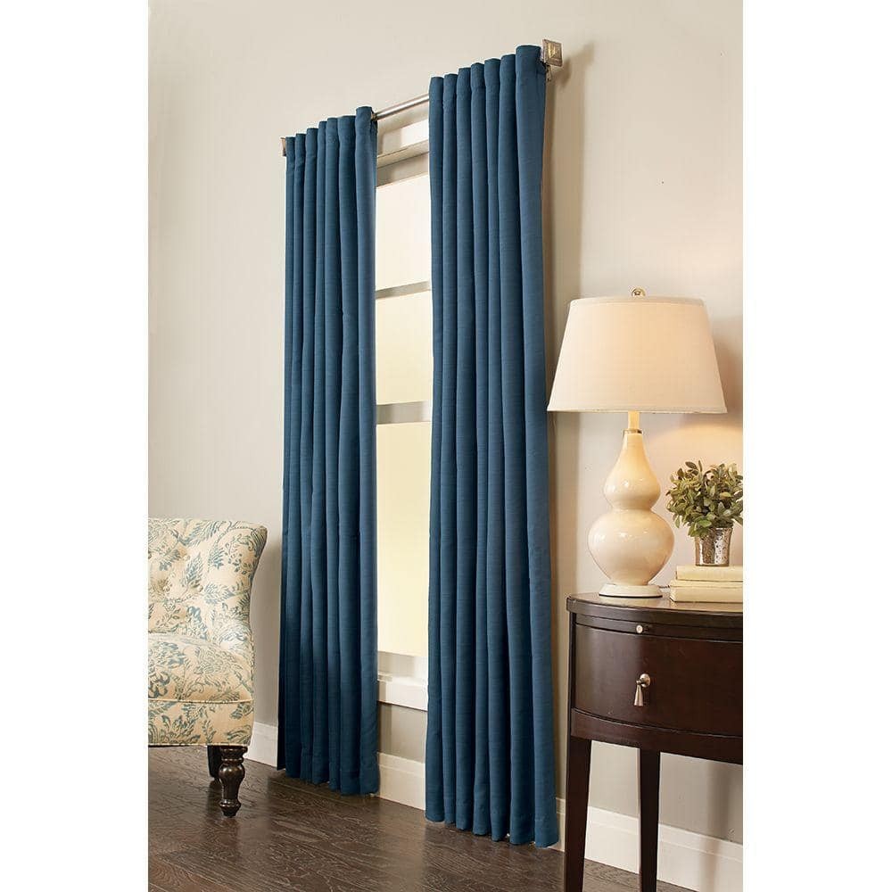 Home Decorators Indigo Solid Back Tab Room Darkening Curtain - 54in W x 84in L gallery
