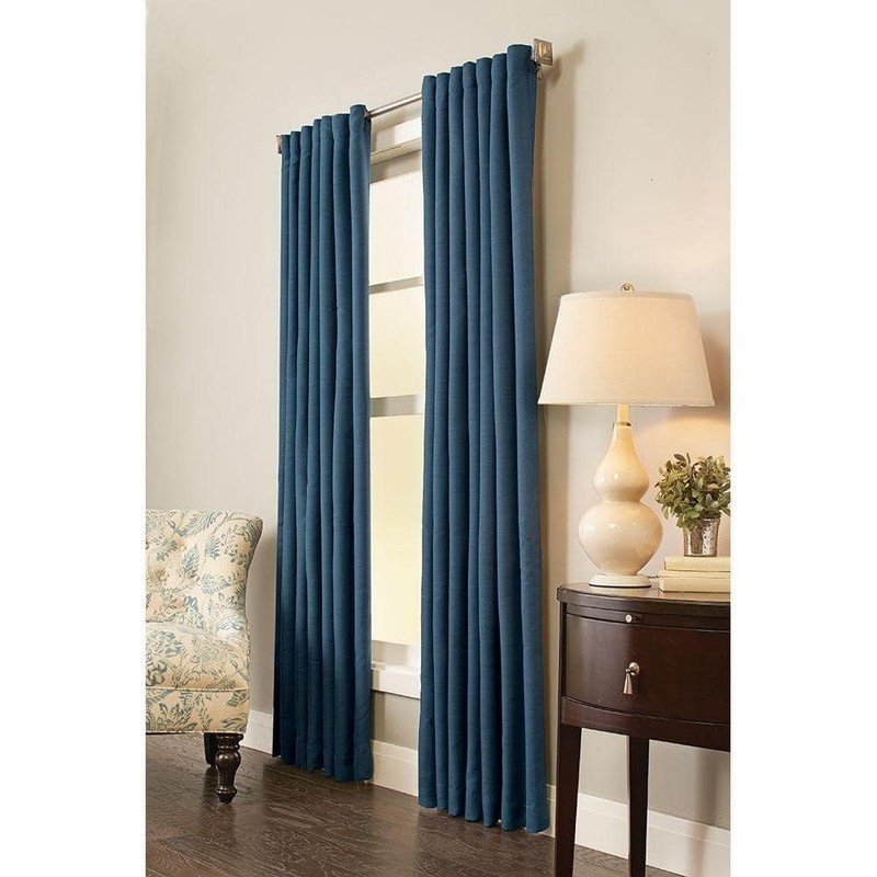 Home Decorators Indigo Solid Back Tab Room Darkening Curtain - 54in W x 84in L gallery
