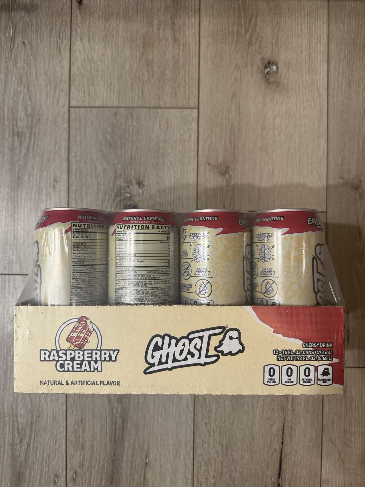 Case of 12 - GHOST ENERGY Raspberry Cream Energy Drink, 16 fl oz - EXP MAY 2027 gallery