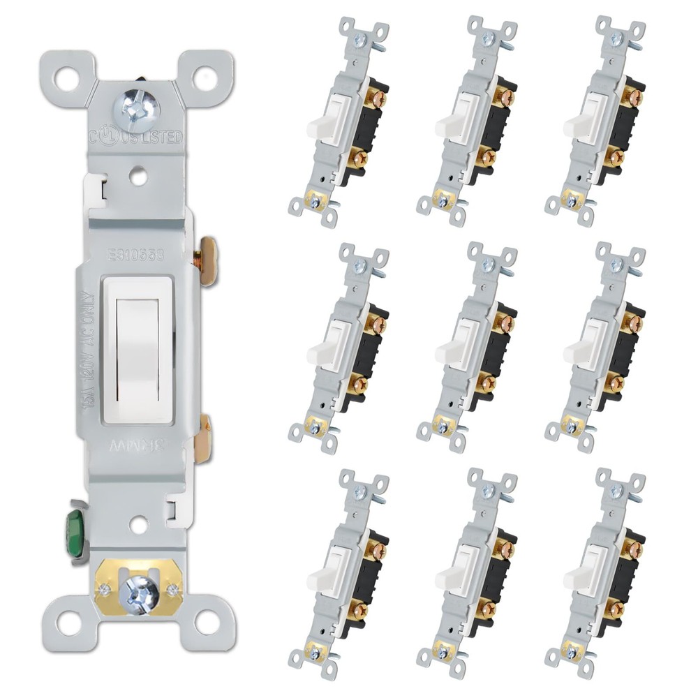 Quiet Toggle Light Switch 15a 120v Ac Residential & Commercial Grade Ul Listed