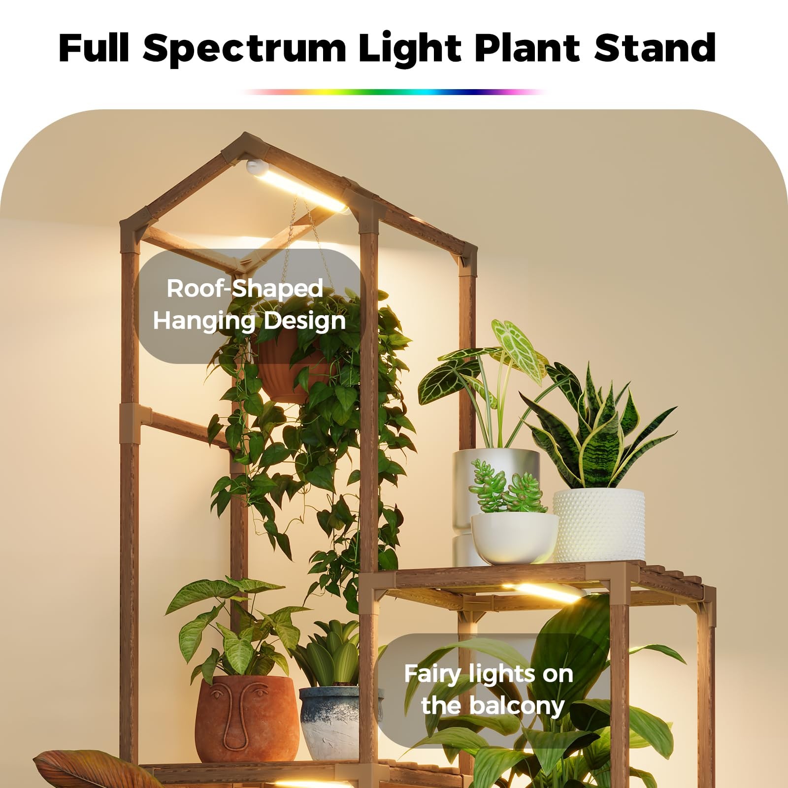 Tall Corner Plant Stands with Grow Lights Indoor Outdoor Plant Shelves for Mu... gallery