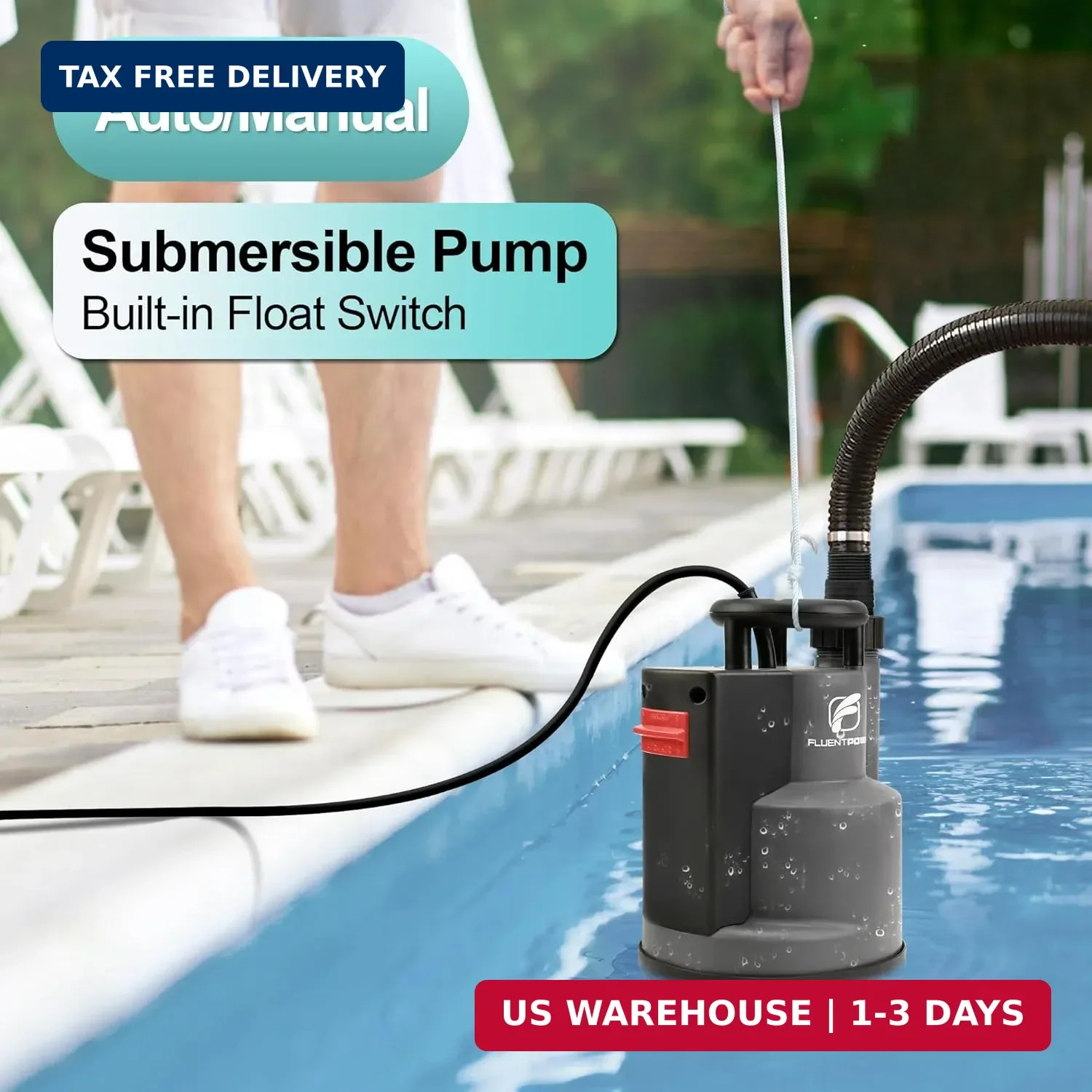 FLUENTPOWER 1/2HP Submersible Sump Pump 2500GPH Utility Water Pump, Auto/Manual gallery