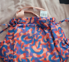 Abstract Pink Blue Orange Polyester Rectangular Drawstring Lunch Bag