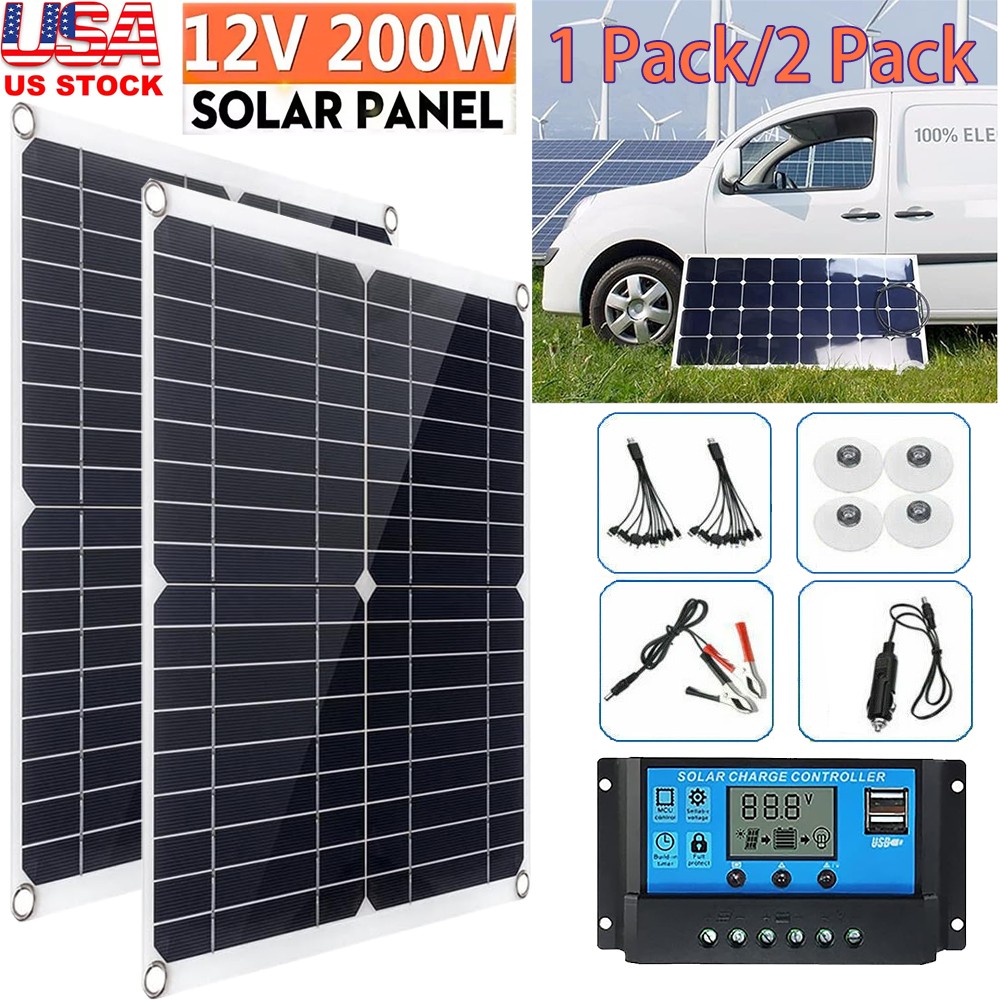200 Watts Solar Panel Kit 12V 100A Battery Charger with Controller Caravan Boat gallery