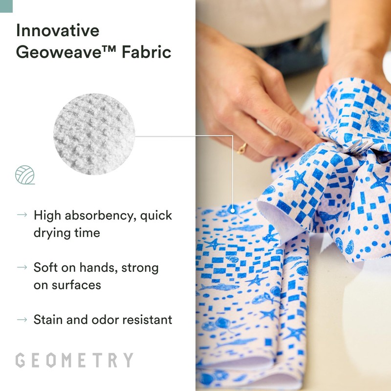 GEOMETRY Kitchen Dish Cloths - Spring & Summer 10" x (3 Pack), Daisy Sky gallery