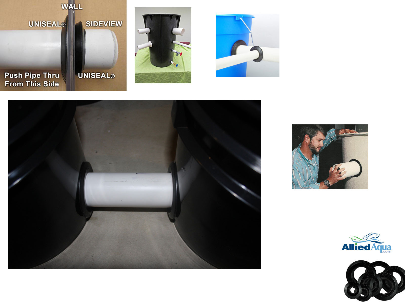 UNISEAL Bulkhead Alternative hydroponic aquaponic aquarium aquaculture uniseals gallery