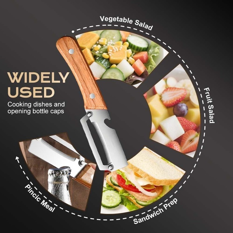 2 PCS 3-in-1 Multi functional Bottle Opener Vegetable Peeler with Wooden Handle gallery