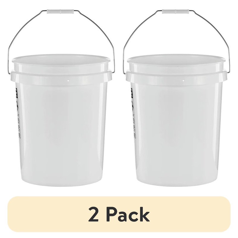 (2 pack) United Solutions 5 Gallon Round Utility Bucket, Comfort Handle, Plastic gallery