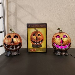 CRACKER BARREL MASQUERADE PARTY Light Up Halloween Jack O Lanterns FLAWED
