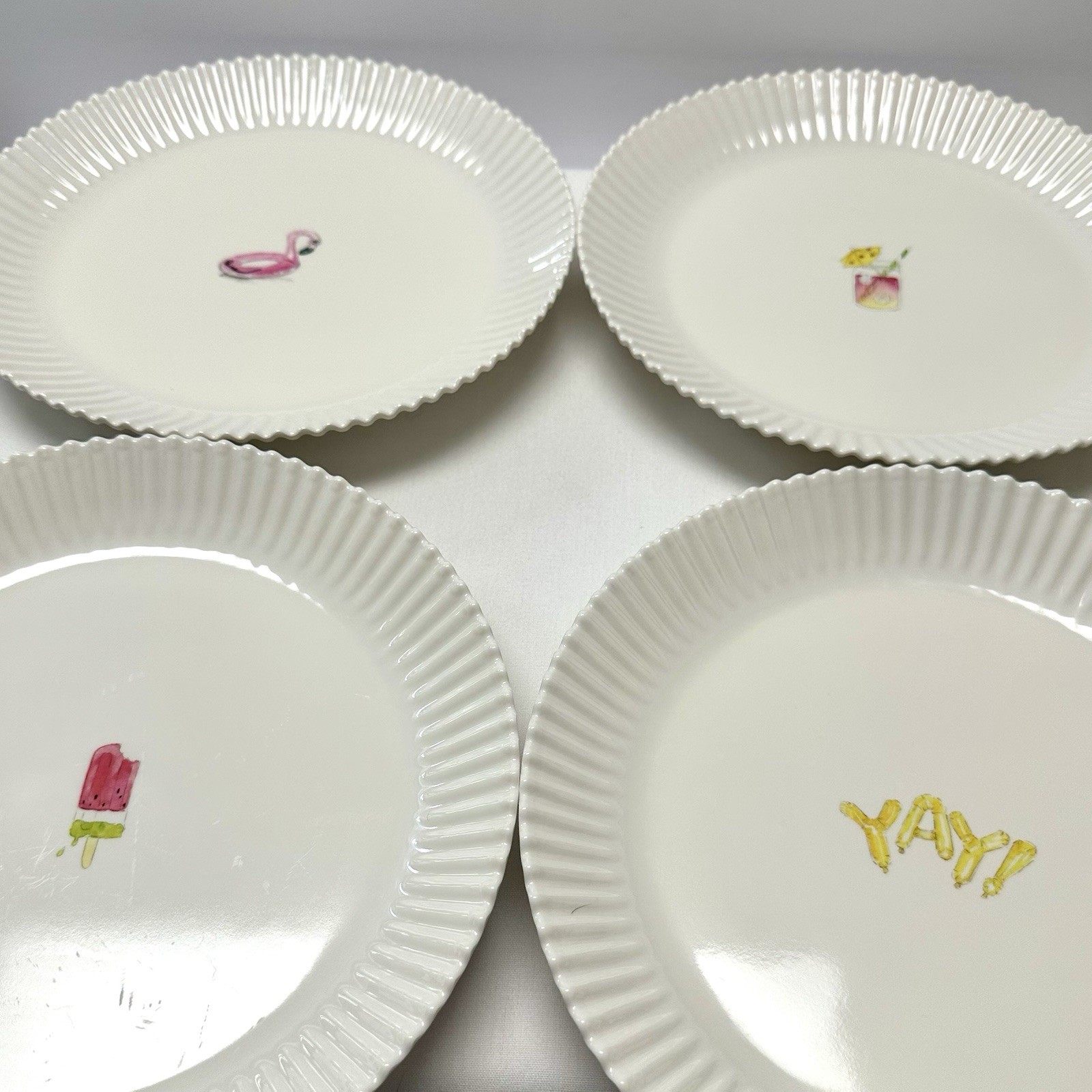 NWOT Rae Dunn 10" Melamine SUMMER PARTY Dinner Dishes, Paper Plate Style gallery