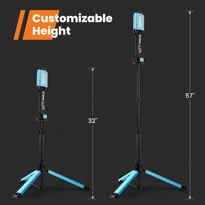 Cordless Work Light with Triple LED Lamps, 8AH Battery, 700/1200/2200 Lumen gallery