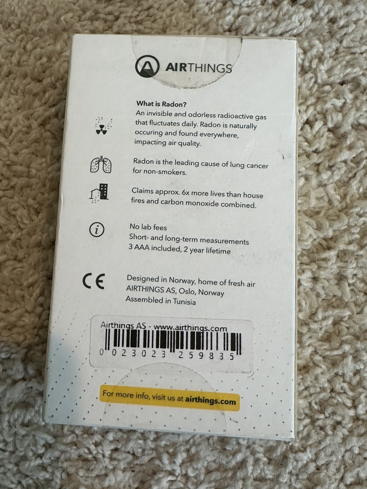 Airthings 223 Corentium Home Radon Detector NIB gallery