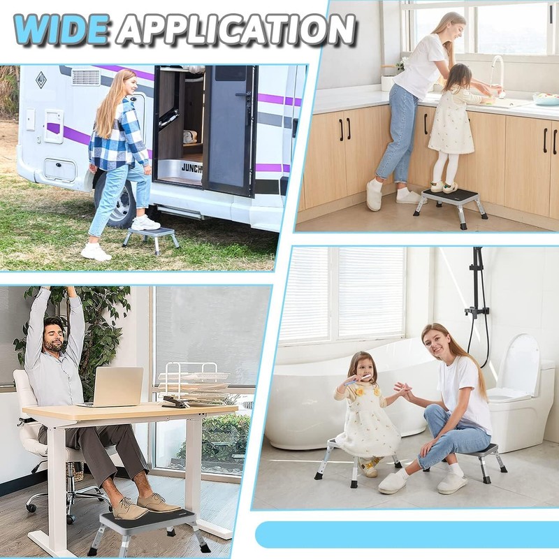 3 Levels Adjustable Folding Step Stools for Adults Sturdy Metal RV Step Stool gallery