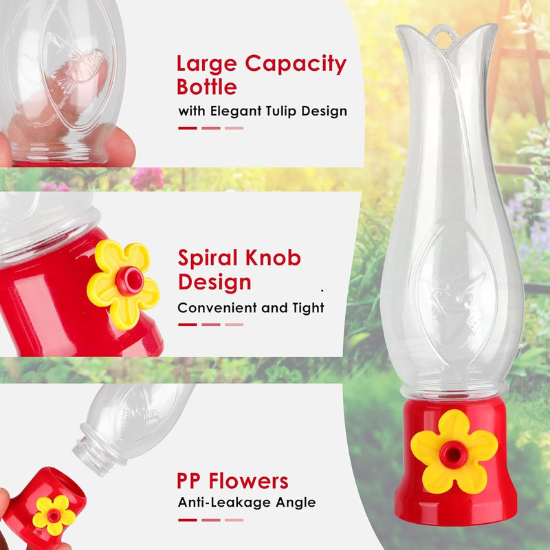 Hummingbird Feeder 2Pack, Mini Hanging Flower Bird Feeders for Outdoors with 2 W gallery